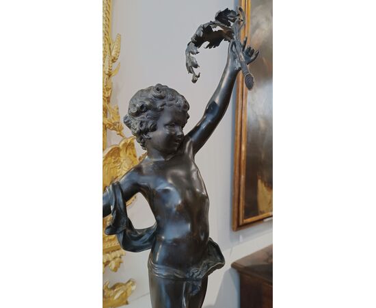 STATUETTA IN BRONZO DIONISO BAMBINO MOREAU FINE XIX SECOLO