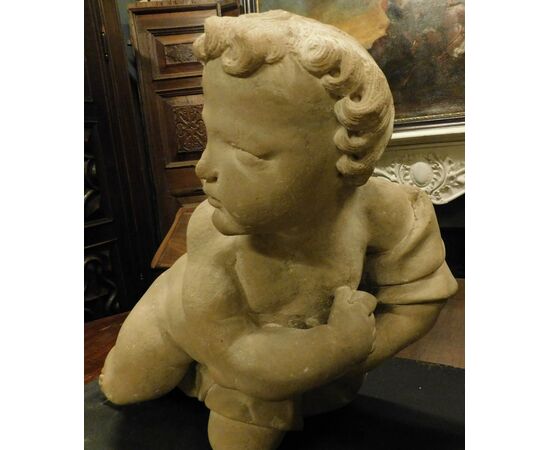  DARS641 - N. 2 statue di putti in pietra Serena, misure cm L 60 x H 57 x P 40 