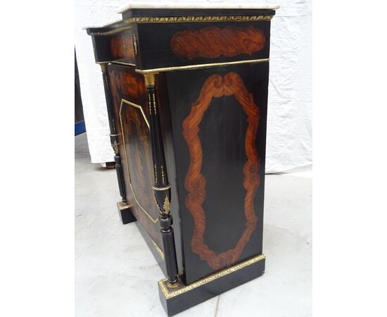 Credenza 1 anta intarsiata figure neoclassiche bronzi Napoleone III 1880 Francia