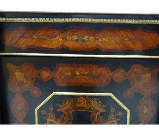 Credenza 1 anta intarsiata figure neoclassiche bronzi Napoleone III 1880 Francia