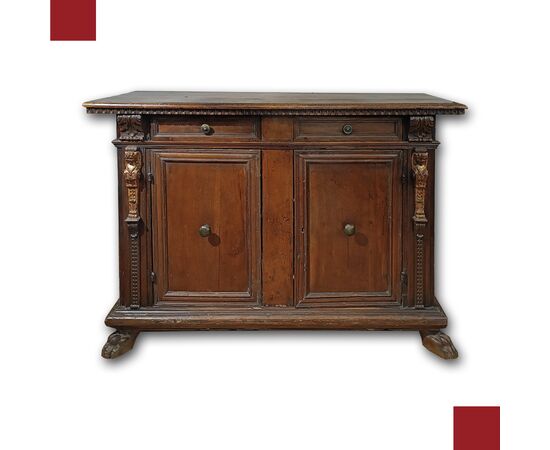 CREDENZA CON CARIATIDI FINE XVI-INIZI XVII SECOLO