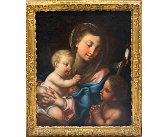 Madonna con Bambino e S. Giovannino - dipinto su tela XVII secolo