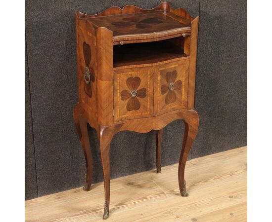 Genoese bedside table in inlaid wood from the 20th century