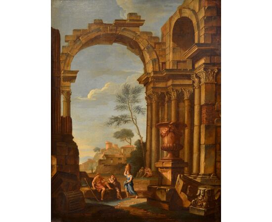 Capriccio con rovine architettoniche e figure, Pierre-Antoine Demachy, dipinto olio su tela