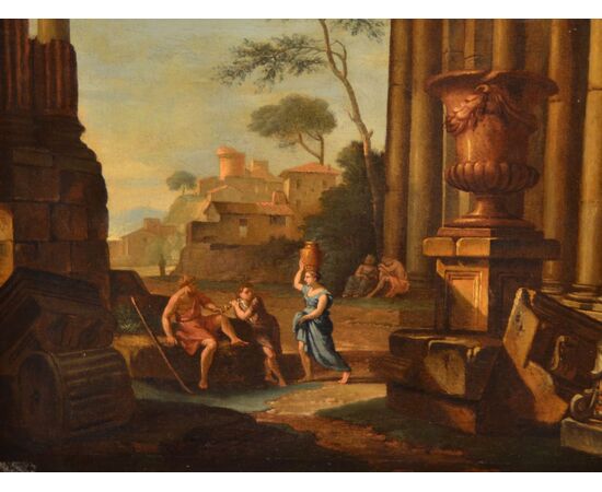 Capriccio con rovine architettoniche e figure, Pierre-Antoine Demachy, dipinto olio su tela