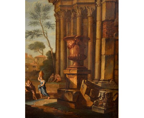 Capriccio con rovine architettoniche e figure, Pierre-Antoine Demachy, dipinto olio su tela