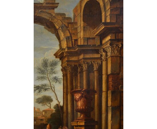 Capriccio con rovine architettoniche e figure, Pierre-Antoine Demachy, dipinto olio su tela