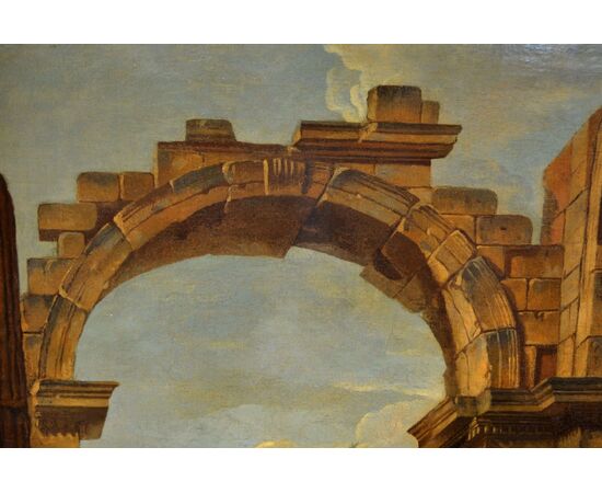 Capriccio con rovine architettoniche e figure, Pierre-Antoine Demachy, dipinto olio su tela