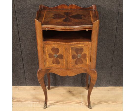 Genoese bedside table in inlaid wood from the 20th century