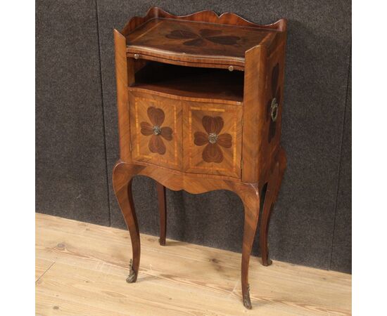 Genoese bedside table in inlaid wood from the 20th century