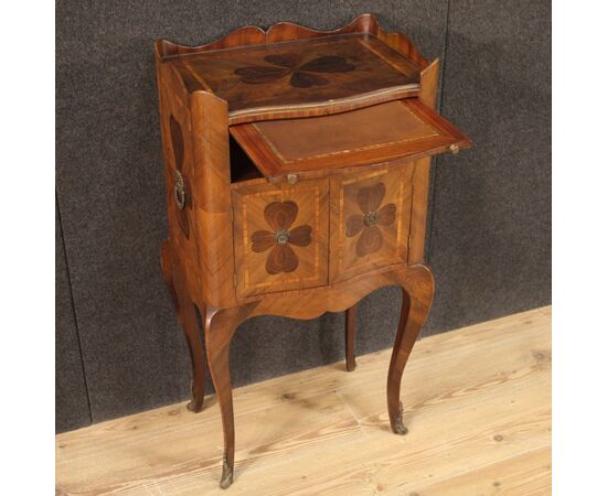 Genoese bedside table in inlaid wood from the 20th century