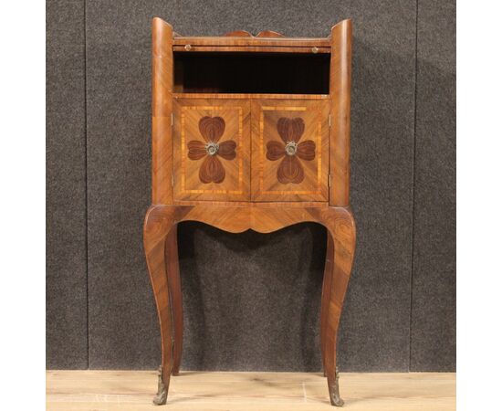 Genoese bedside table in inlaid wood from the 20th century