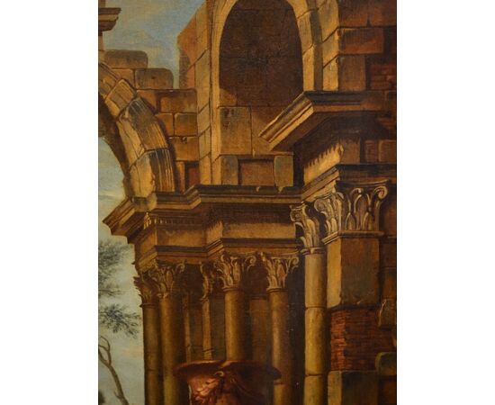 Capriccio con rovine architettoniche e figure, Pierre-Antoine Demachy, dipinto olio su tela