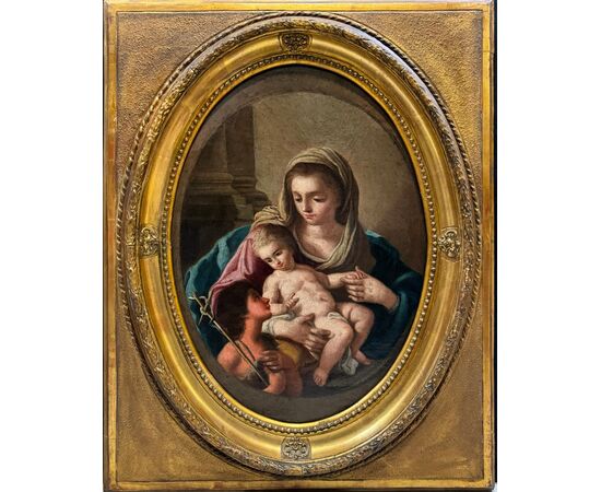 Madonna con Bambino e San Giovannino- dipinto su tela metà XVIII secolo