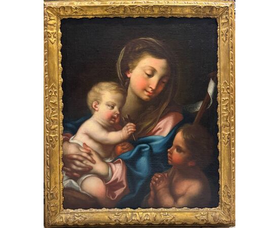 Madonna con Bambino e S. Giovannino - dipinto su tela XVII secolo