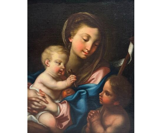 Madonna con Bambino e S. Giovannino - dipinto su tela XVII secolo