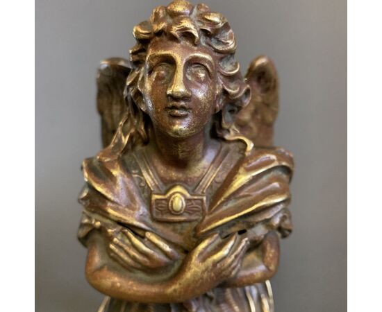 PAIR OF GENUFLIED ANGELS IN BRONZE - XIX CENTURY     