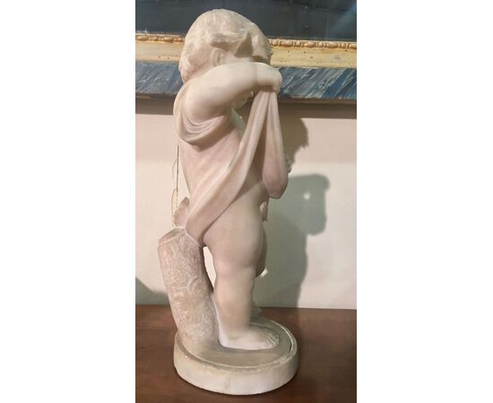 Sculpture of a child in marble of the 19th century     