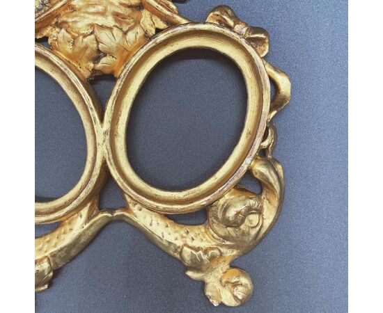 DOUBLE OVAL PHOTO FRAMES IN GOLDEN WOOD - LUIGI FILIPPO     