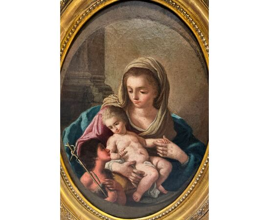 Madonna con Bambino e San Giovannino- dipinto su tela metà XVIII secolo