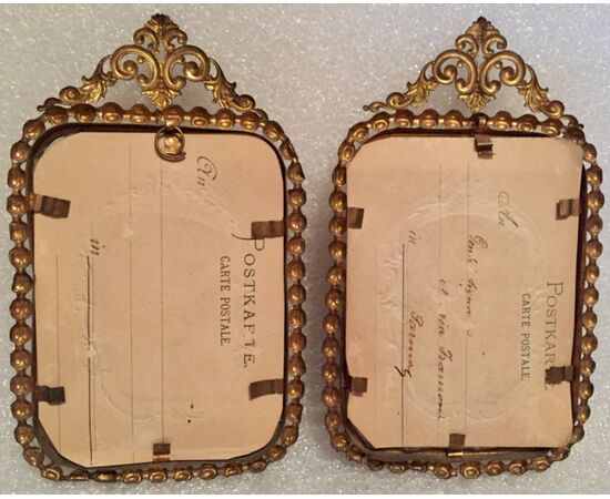 Pair of photo frames in late 19th century brass sheet     