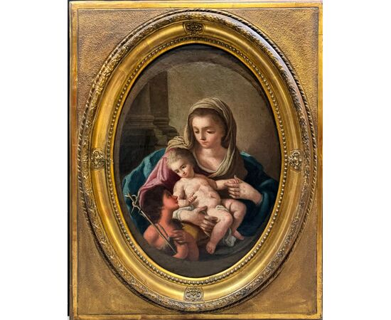 Madonna con Bambino e San Giovannino- dipinto su tela metà XVIII secolo