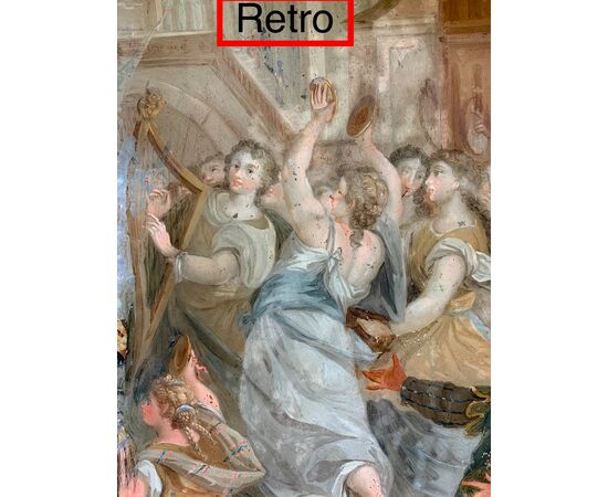 PAINTING UNDER GLASS (FIXÈ SOUS VERRE) - &quot;ALLEGORY OF THE GLORY OF ROME&quot; - XVIII CENTURY     