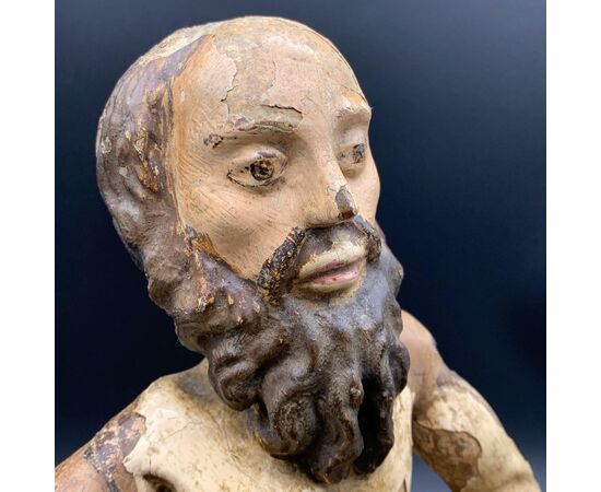 POLYCHROME WOOD SCULPTURE &quot;SAN GIOVANNI BATTISTA&quot; - XVI / XVII CENTURY.     