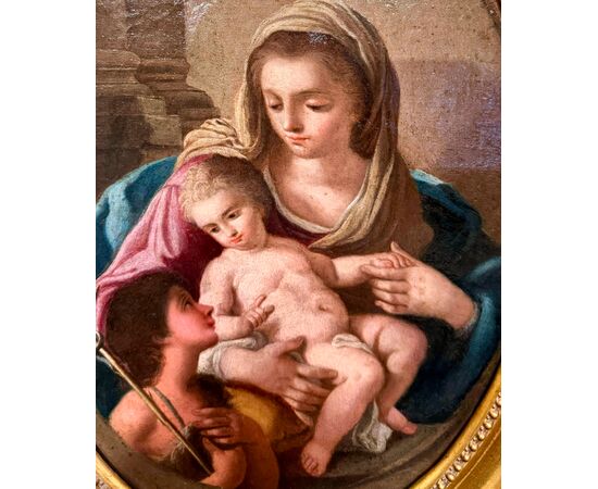 Madonna con Bambino e San Giovannino- dipinto su tela metà XVIII secolo