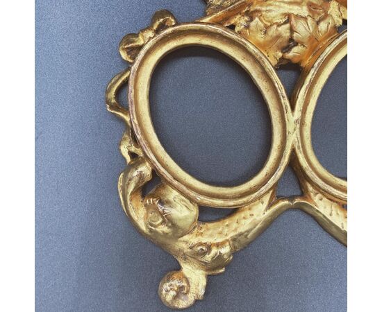 DOUBLE OVAL PHOTO FRAMES IN GOLDEN WOOD - LUIGI FILIPPO     