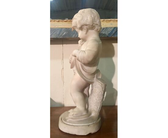 Sculpture of a child in marble of the 19th century     