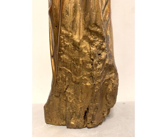 GOLDEN WOOD SCULPTURE &quot;MADONNA WITH CHILD JESUS&quot; - XIXth CENTURY     