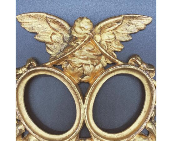 DOUBLE OVAL PHOTO FRAMES IN GOLDEN WOOD - LUIGI FILIPPO     