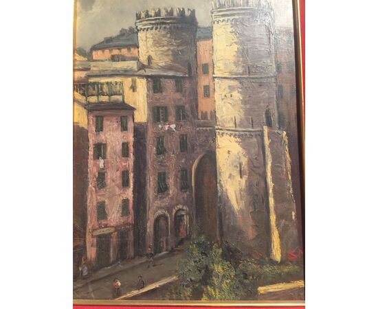 Painting by E. Morteo &quot;Porta Soprana-Genova&quot;     