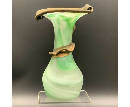 Rare Modernist Artistic Design Vase in Art Nouveau Style in Glass Paste     