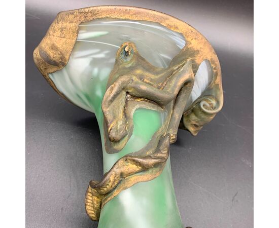 Rare Modernist Artistic Design Vase in Art Nouveau Style in Glass Paste     