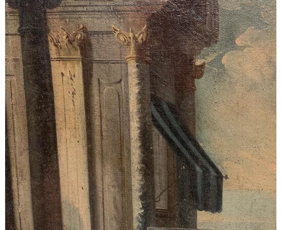 PAINTING &quot;CAPRICCIO OF ARCHITECTURE WITH FIGURE&quot; - XVII CENT.     