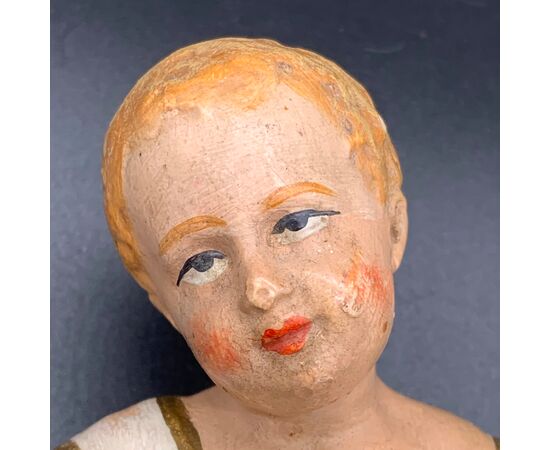 BABY JESUS IN POLYCHROME PLASTER - NAPOLEON III     