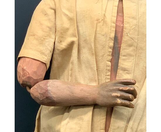 MANNEQUIN SCULPTURE IN POLYCHROME WOOD - XIX CENT.     