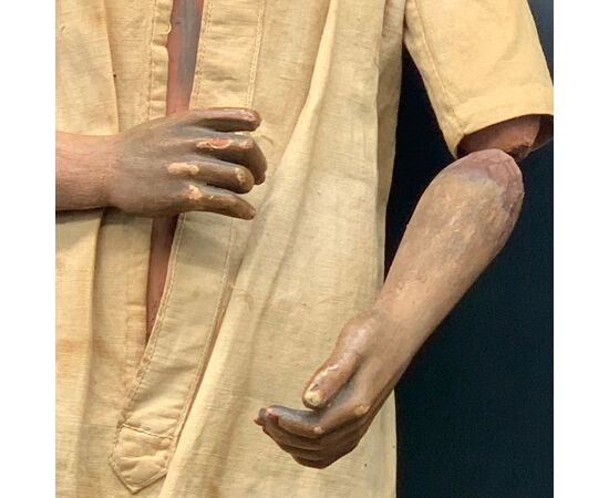 MANNEQUIN SCULPTURE IN POLYCHROME WOOD - XIX CENT.     