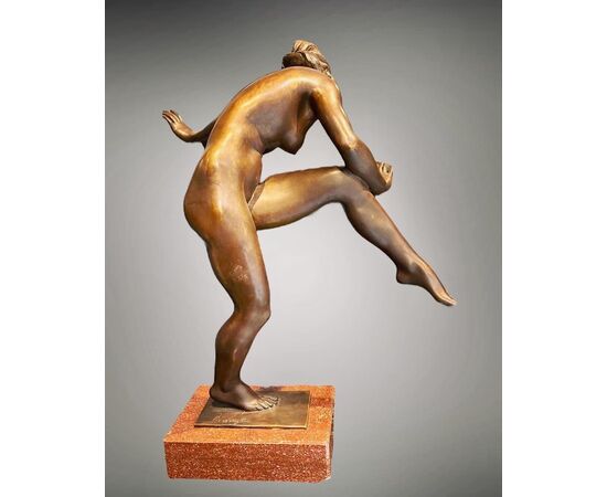 Scultura in bronzo raffigurante "BALLERINA" di G. Passaglia - Art Decó 