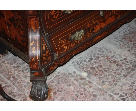 Ribalta Olandese Stile Chippendale del 1700 in Legno di Mogano