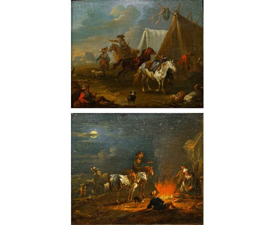 August Querfurt (1696-1761)  Scene di accampamento 