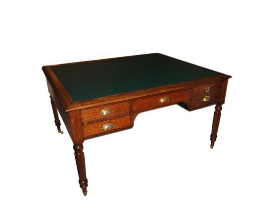 Grande scrivania Partners Desk francese di fine 1800 