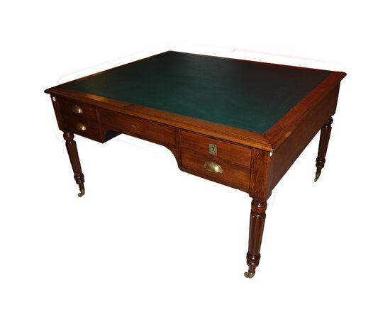 Grande scrivania Partners Desk francese di fine 1800 