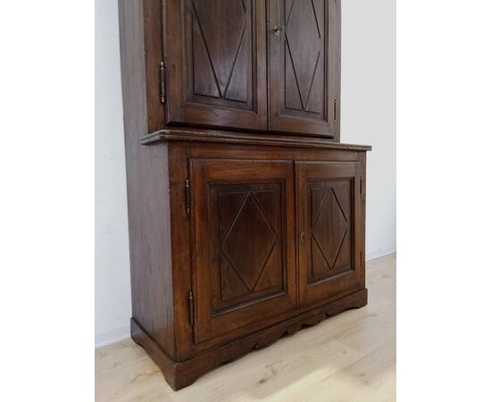 Credenza doppio corpo in noce e pioppo - primi '800 - dispensa buffet - armadio