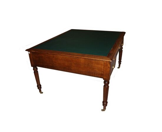 Grande scrivania Partners Desk francese di fine 1800 