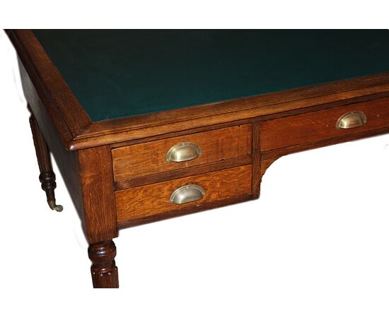 Grande scrivania Partners Desk francese di fine 1800 