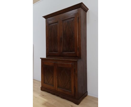 Credenza doppio corpo in noce e pioppo - primi '800 - dispensa buffet - armadio