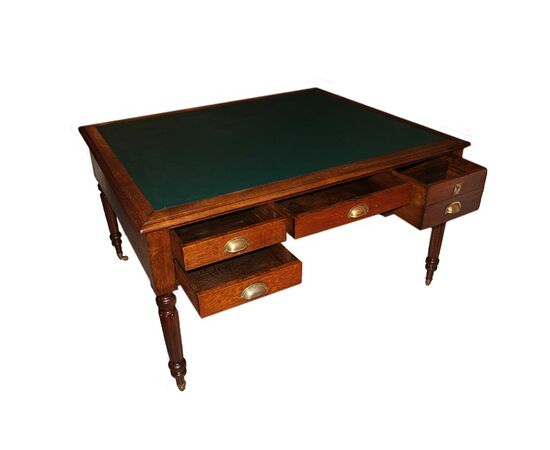 Grande scrivania Partners Desk francese di fine 1800 